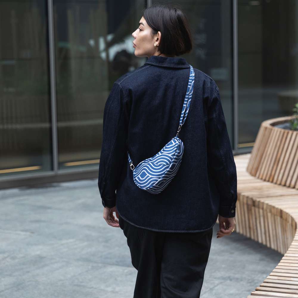 Reversible Print Backpack Large Baglett - Blue Wave