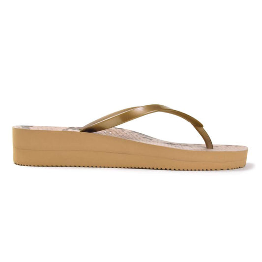 Coogee Wedge Toe Post Sandal - Bronze Snake