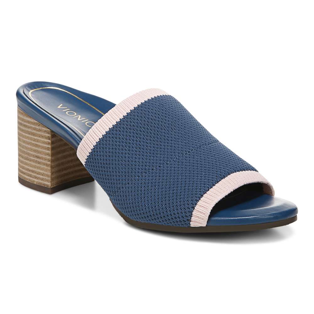 Fleur Heeled Sandal - Dark Blue