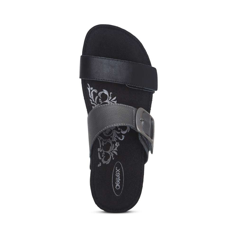 Daisy Slide Sandal - Black