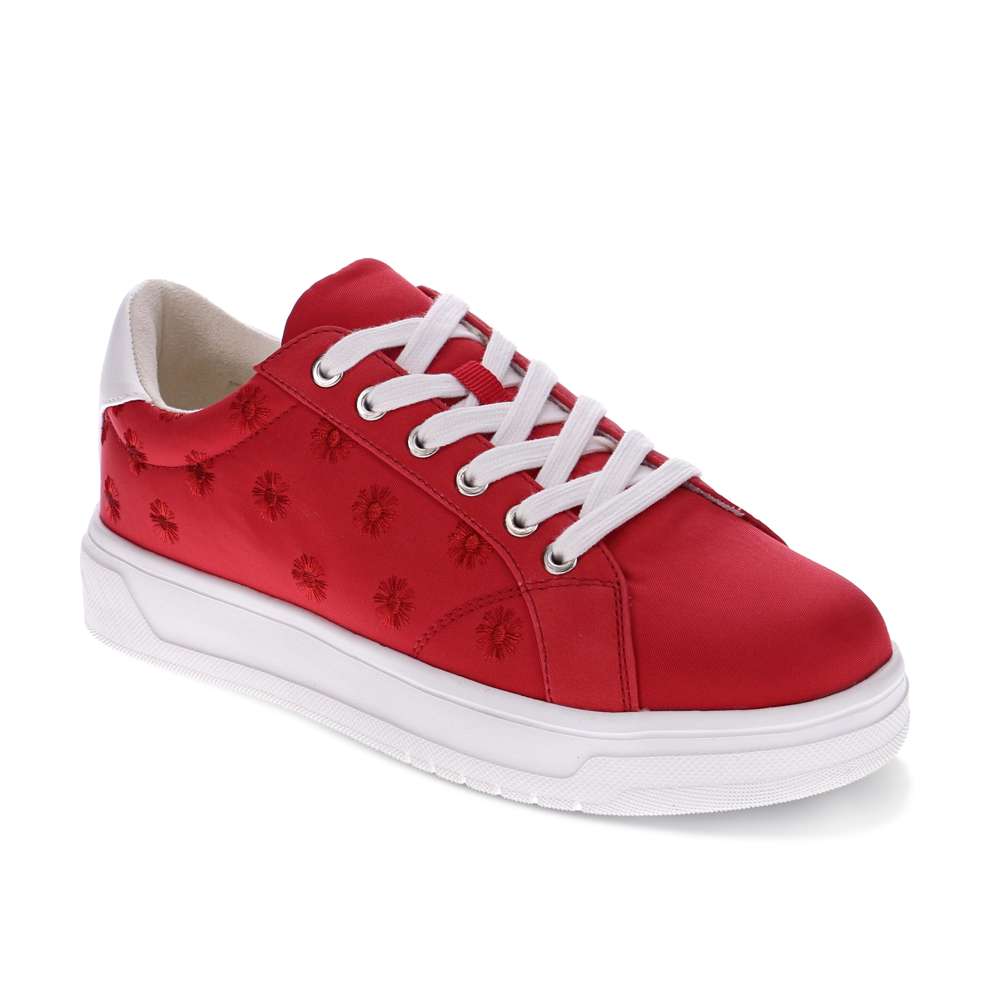 Paisley Floral Sneaker - Red/White Patch