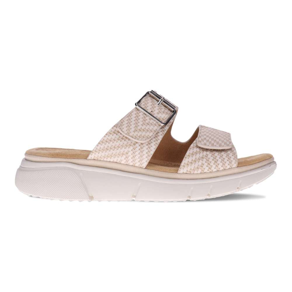 Rage Slide Sandal - Beige Raffia
