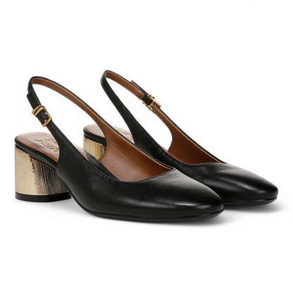 Lane Slingback Pump - Black Leather