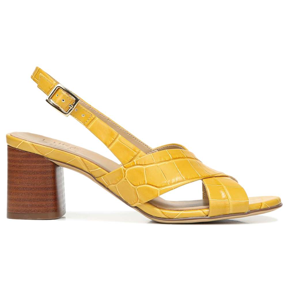 Azalea Block Heel - Yellow Crocco