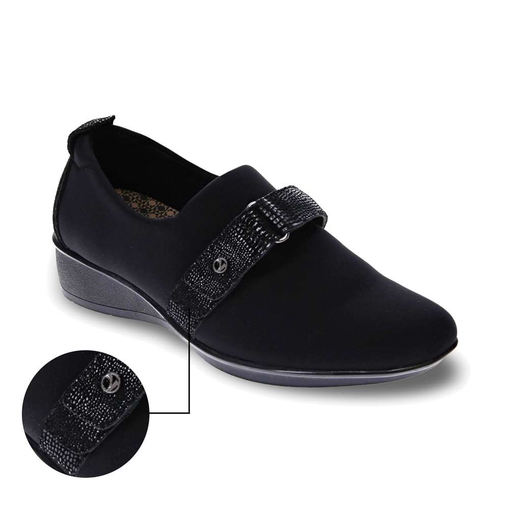 Genoa Stretch Loafer - Black/Black Lizard