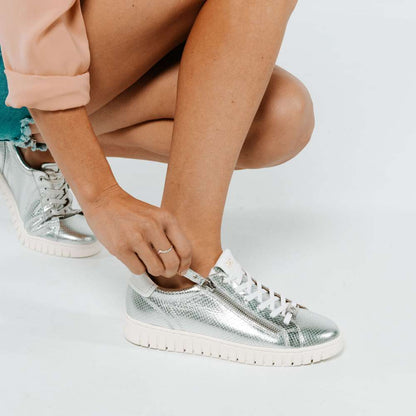 Luna Casual Sneaker - Silver Snake