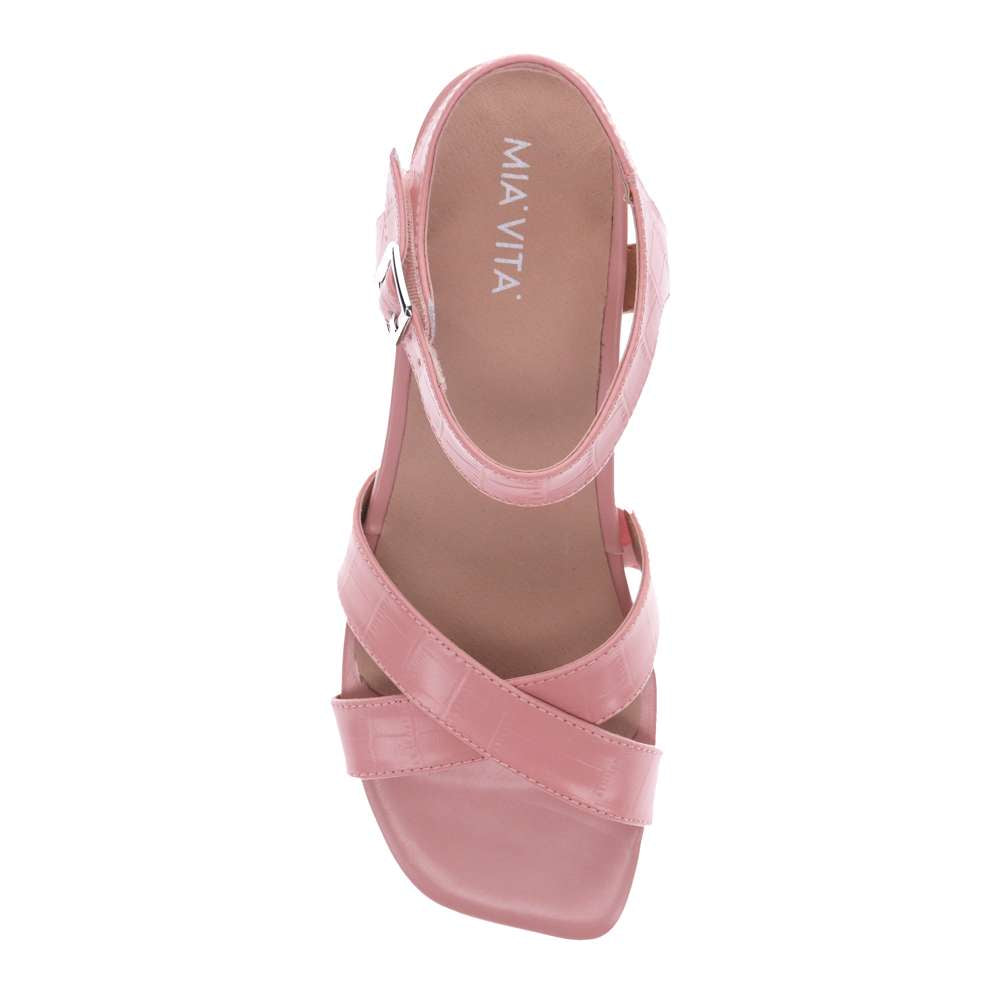 Yara Heeled Sandal - Pale Pink Croc