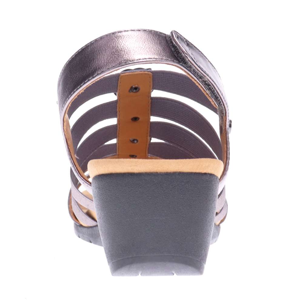 Bari Floral Wedge Sandal - Gunmetal