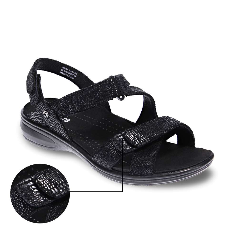 Zanzibar Adjustable Sandal - Black Lizard