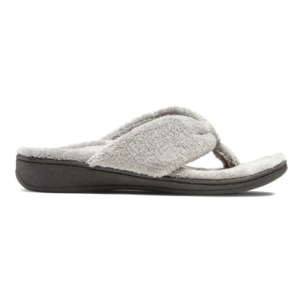 Gracie Toe Post Slipper - Light Grey