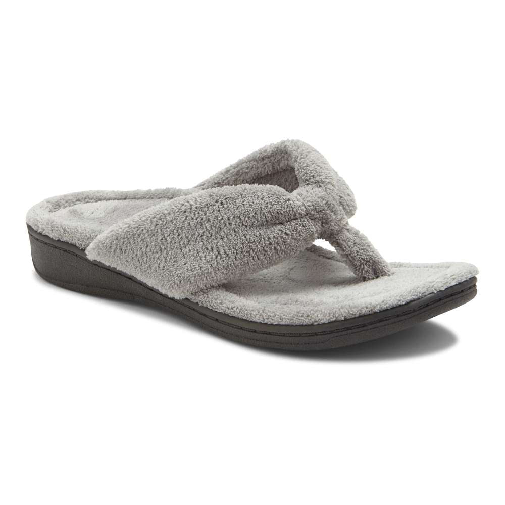 Gracie Toe Post Slipper - Light Grey