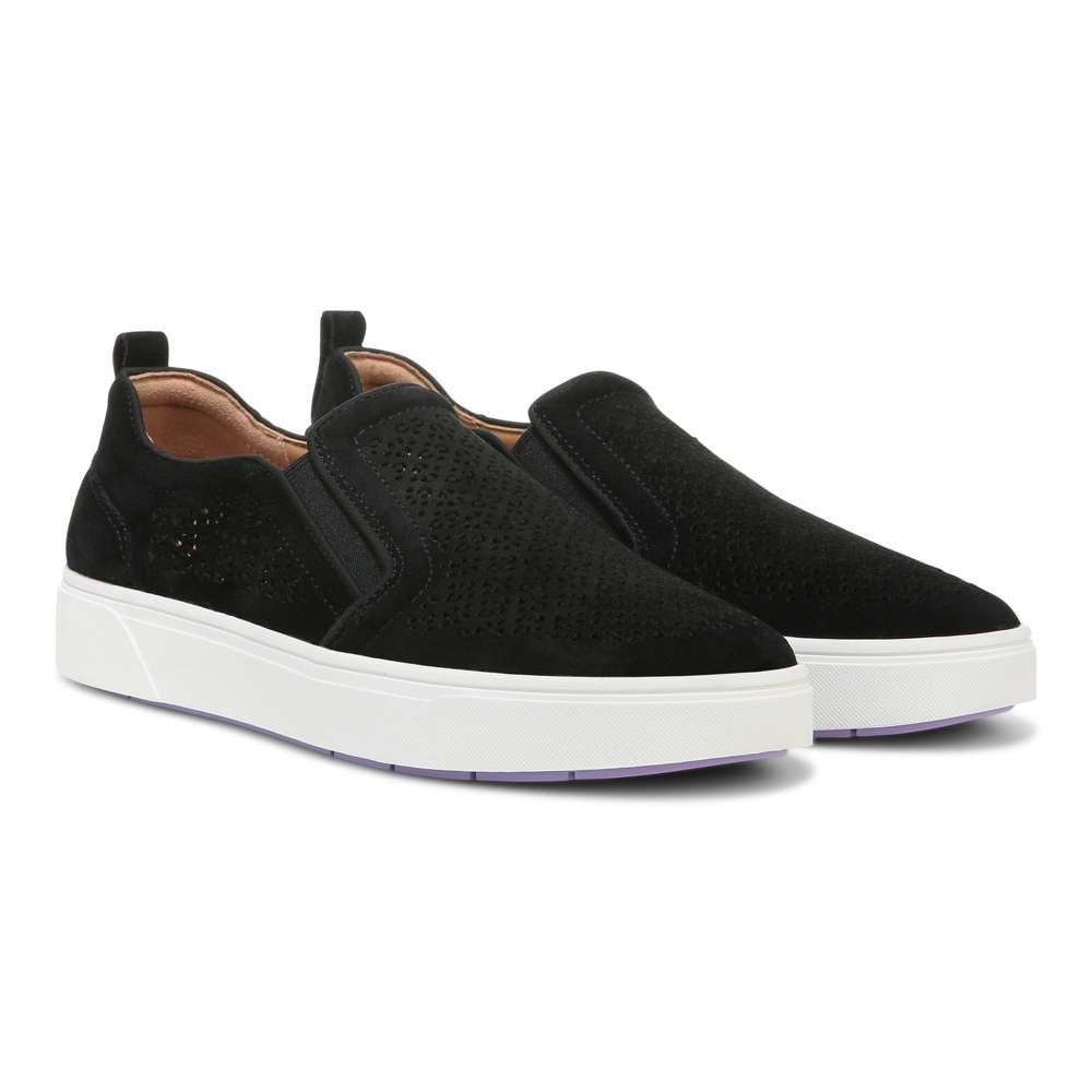 Kimmie Perf Slip-On Sneaker - Black Suede