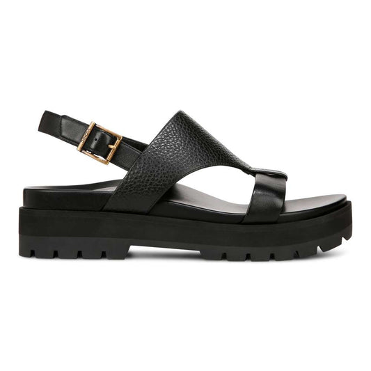 Alondra Platform Lug Sandal - Black Leather