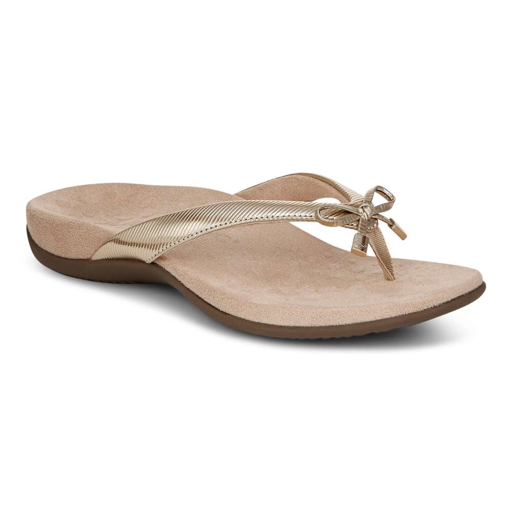 Bella Toe Post Sandal - Gold Ribbed