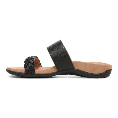 Jeanne Slide Sandal - Black Leather