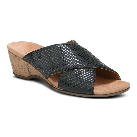 Leticia Wedge Sandal - Black Lizard