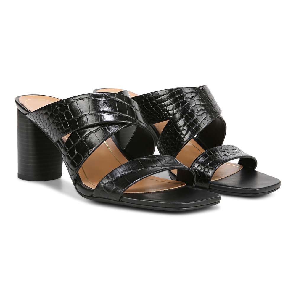 Merlot Heeled Sandal - Black Croc