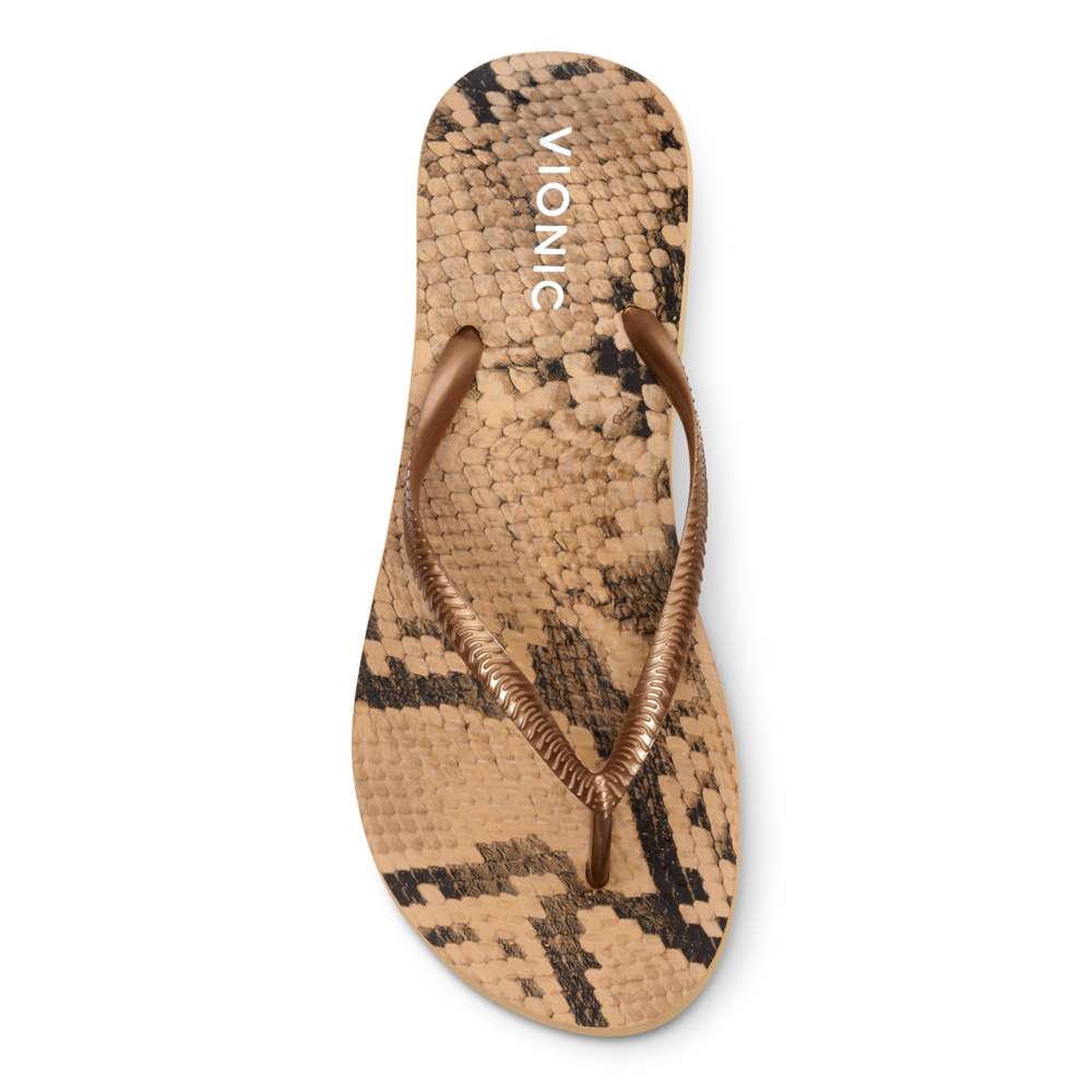 Noosa Print Toe Post Sandal - Bronze Snake