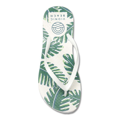 Noosa Print Toe Post Sandal - Palm White