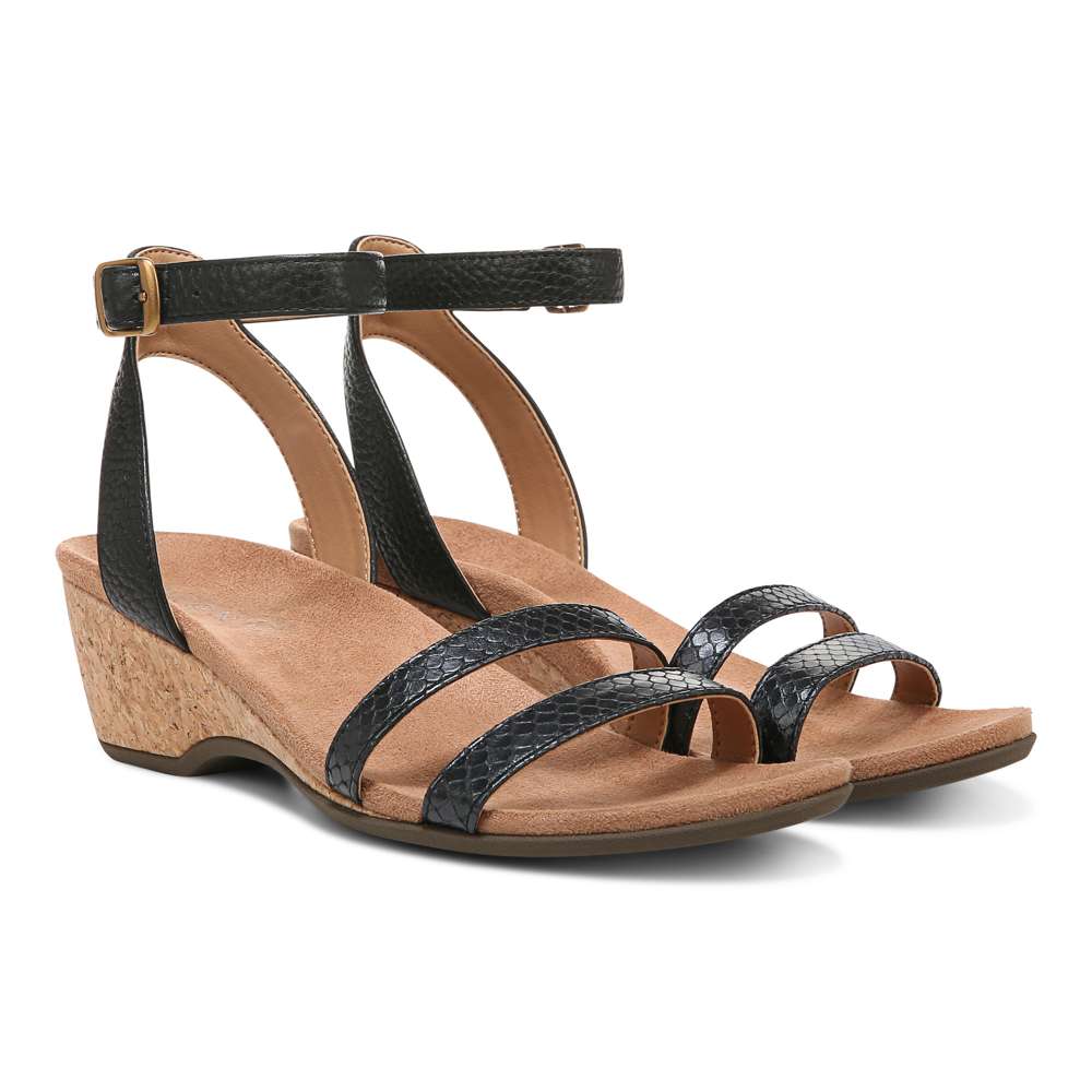 Orlanda Wedge Sandal - Black Pearl Snake