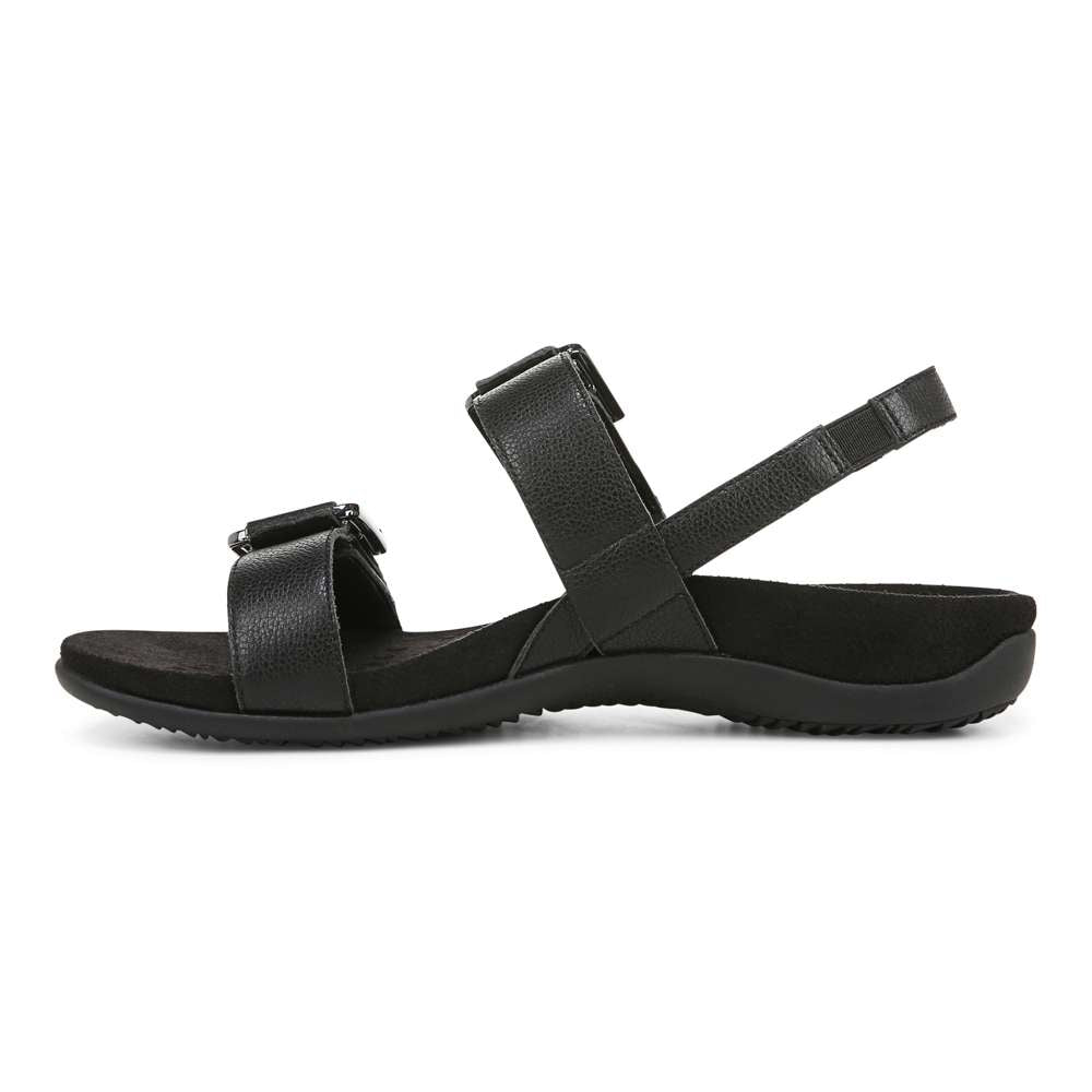 Reese Backstrap Sandal - Black Tumbled Leather